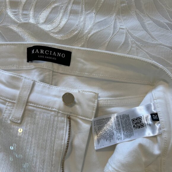 Marciano White Sequin Skinny Jeans – Size 26 - Picture 5 of 7